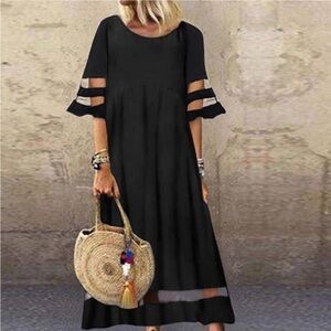 2X Black Silk Maxi Dress